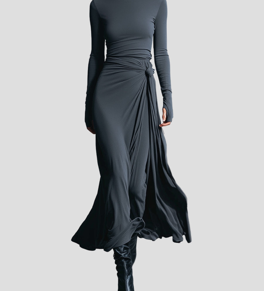 Anna – Sukienka maxi z długim rękawem