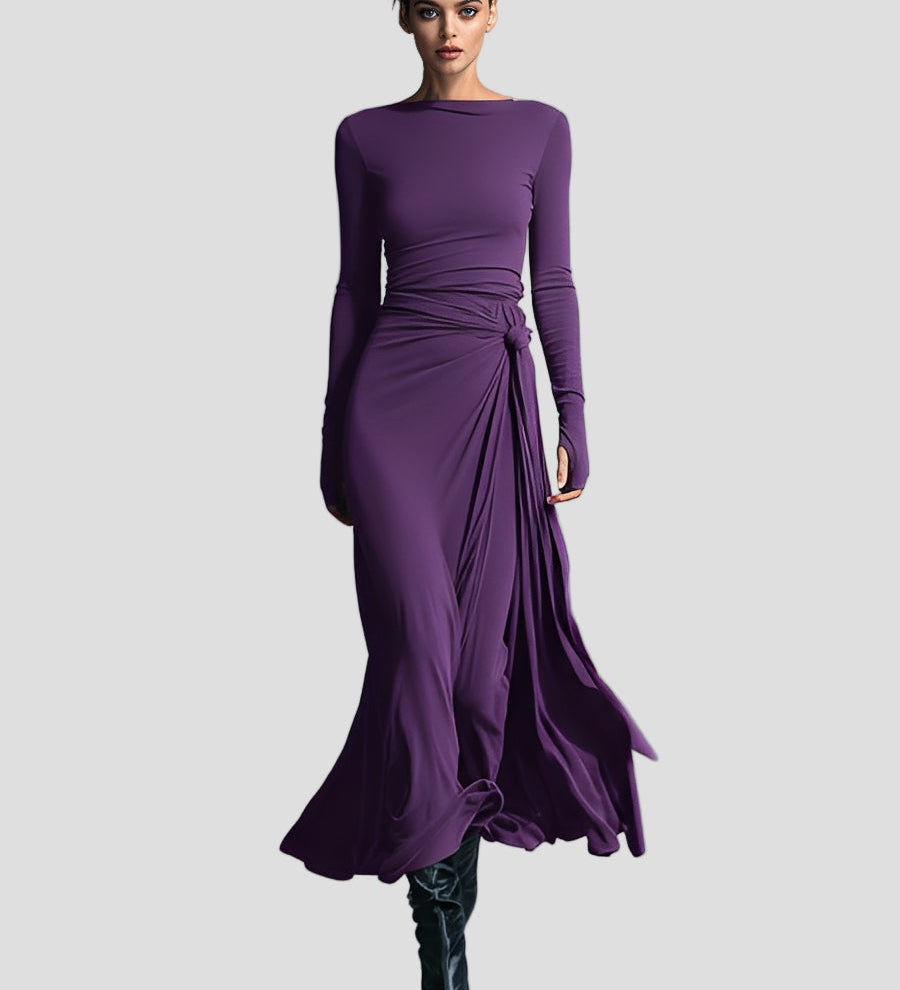 Anna – Sukienka maxi z długim rękawem