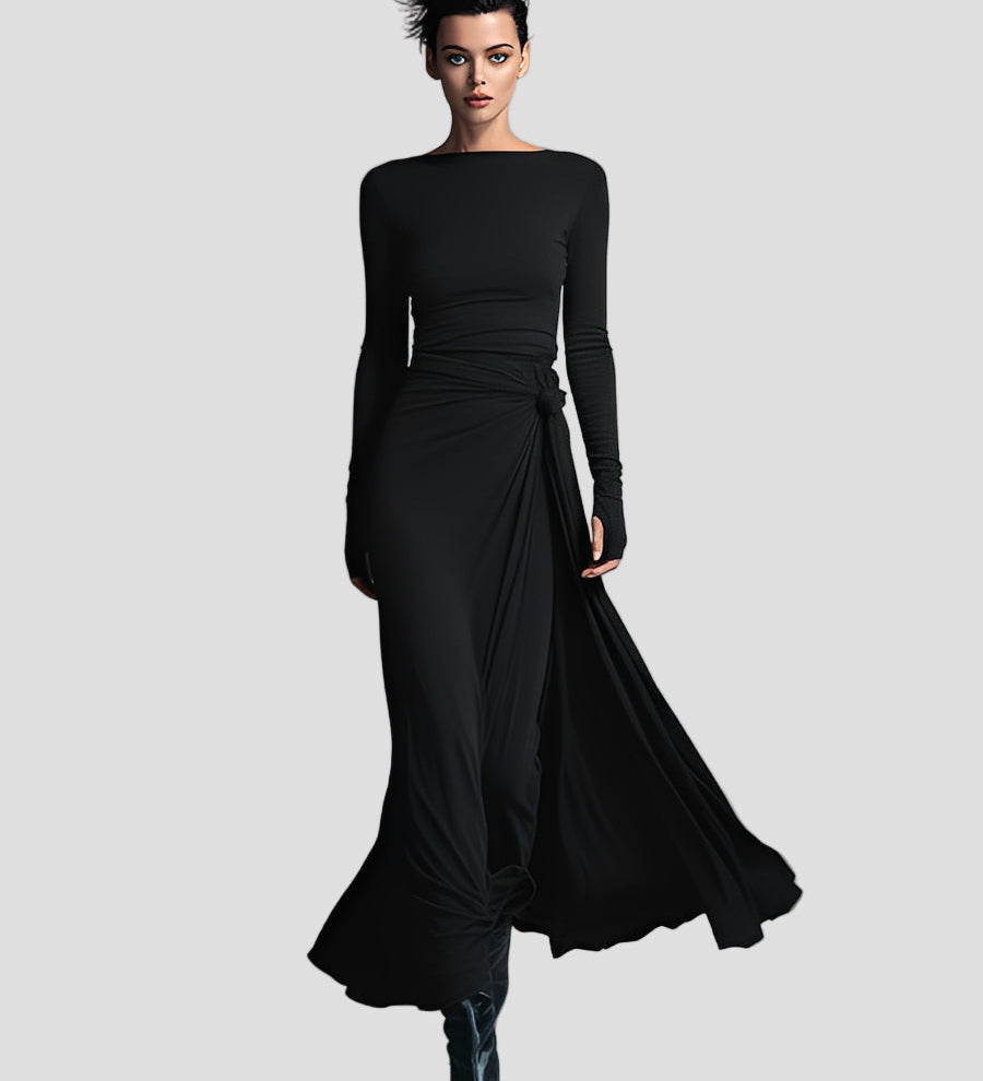 Anna – Sukienka maxi z długim rękawem