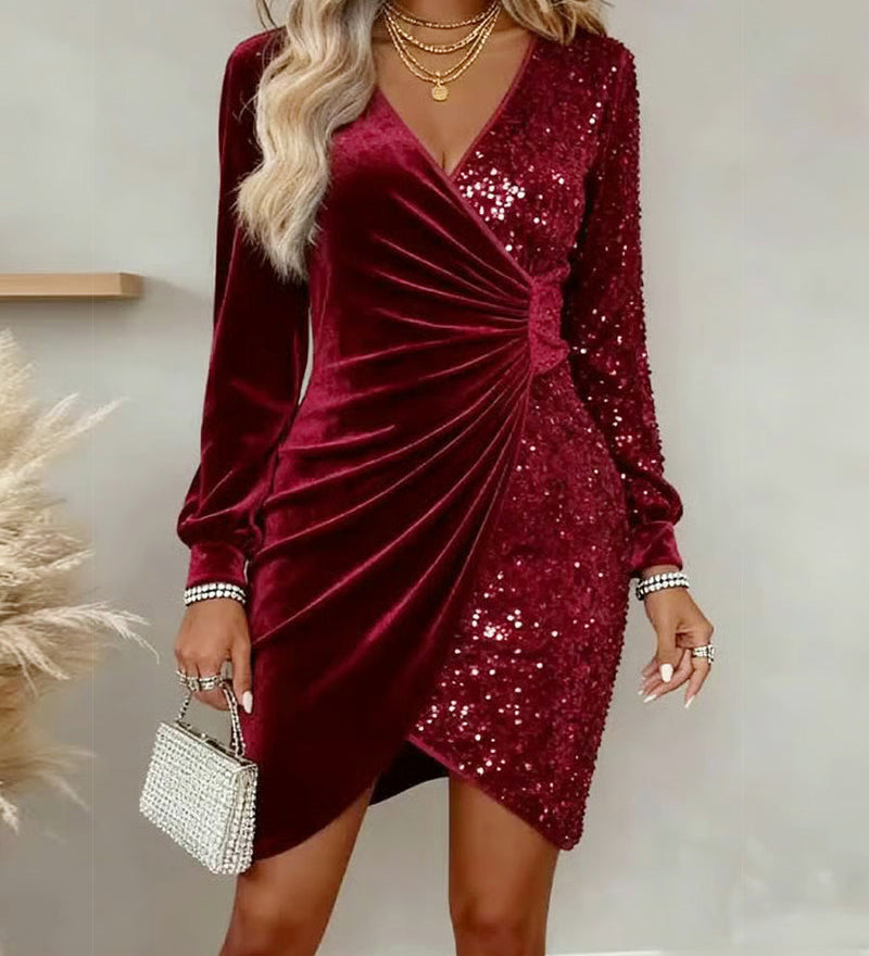 Emilia | Sukienka Midi z Dekoltem w Serek